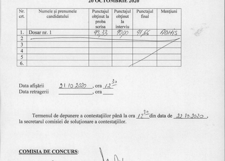 Rezultatele concursului pentru ocuparea postului de referent