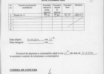 Rezultatele concursului pentru ocuparea postului de dansator