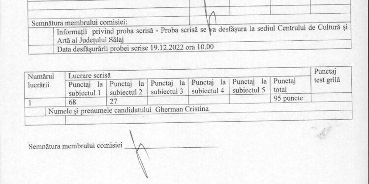 Raport final al examenului de promovare în grad/treaptă pentru funcția de Referent de specialitate