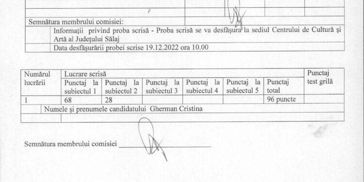 Raport final al examenului de promovare în grad/treaptă pentru funcția de Referent de specialitate