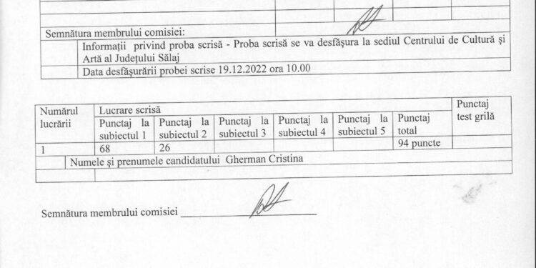 Raport final al examenului de promovare în grad/treaptă pentru funcția de Referent de specialitate
