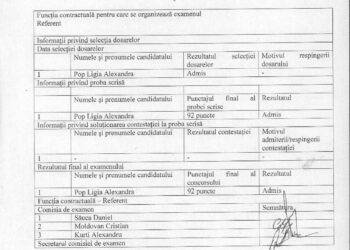 Raport final al examenului de promovare în grad/treaptă pentru funcția de Referent