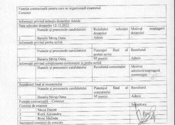 Raport final al examenului de promovare în grad/treaptă pentru funcția de Corector