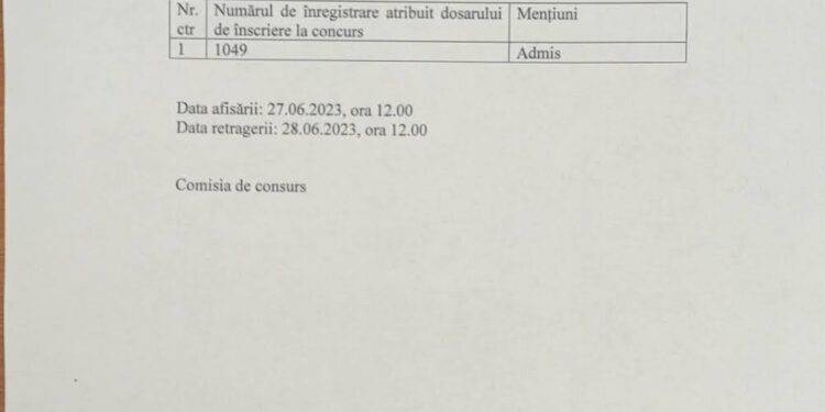 Selecția dosarelor la concursulpentru ocuparea postului redactor gradul I