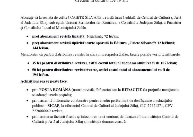 Abonamente Caiete Silvane 2024