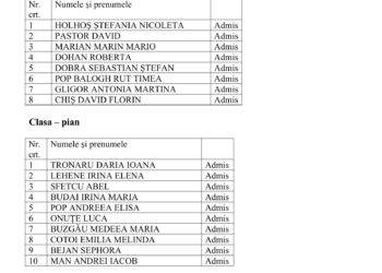 Rezultate admitere anul I de studiu, Școala Populară de Arte și Meserii