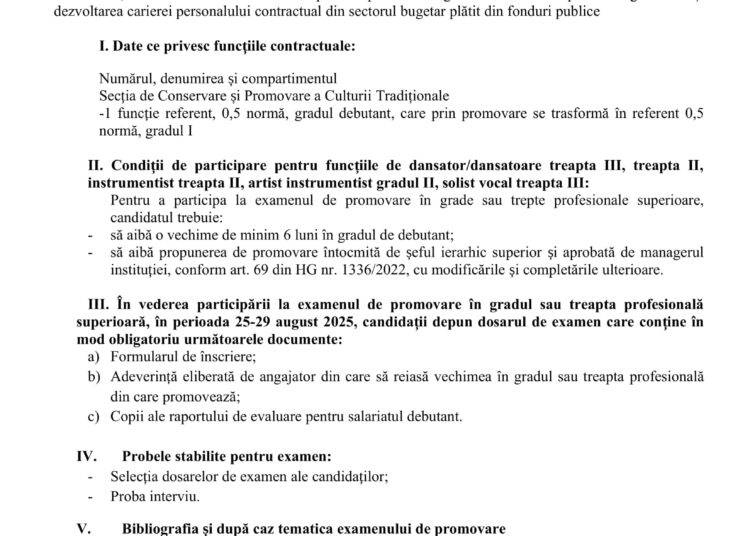 Examen de promovare în grade sau trepte profesionale imediat superioare a personalului contractual